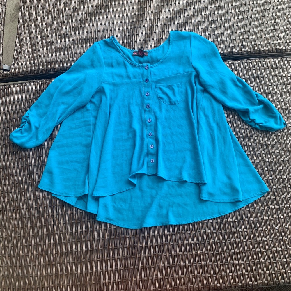 Material Girl XS Juniors Flowy Sheer Button Down
